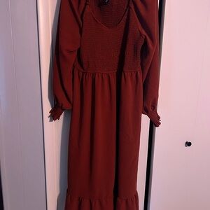 Chic Rust Long Sleeve Dress